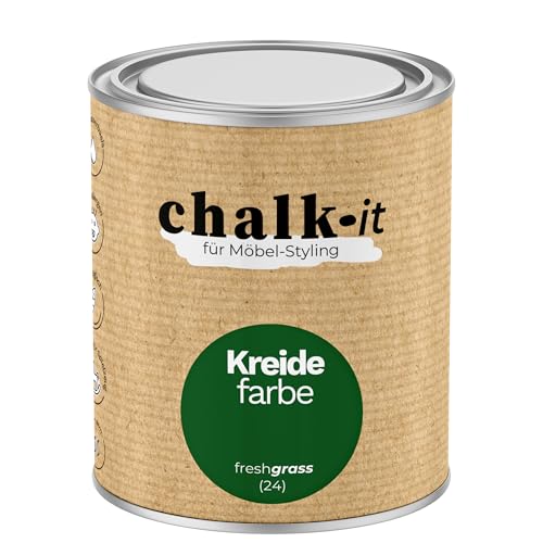 chalk-it Kreidefarbe 750ml (24) Fresh Grass Möbel Farbe Shabby Chic Holzlack Natur Vintage Look Möbellack Erfüllt EN71-3 Sicher Kindermöbel Spielzeuge