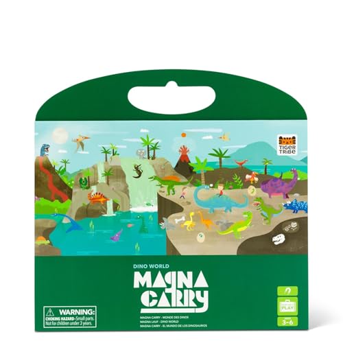 Tiger Tribe Magna Carry Dinosaur Play Set, Foldable Magnetic Story Scene for Kids, Includes Fun Dinosaur Magnets, Travel-Friendly, Ideal Creative Gift