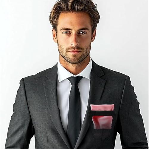 Image of Satin Mens Pocket Square with Holder, 11.8'' Suit Handkerchiefs for Men Wedding Business Casual