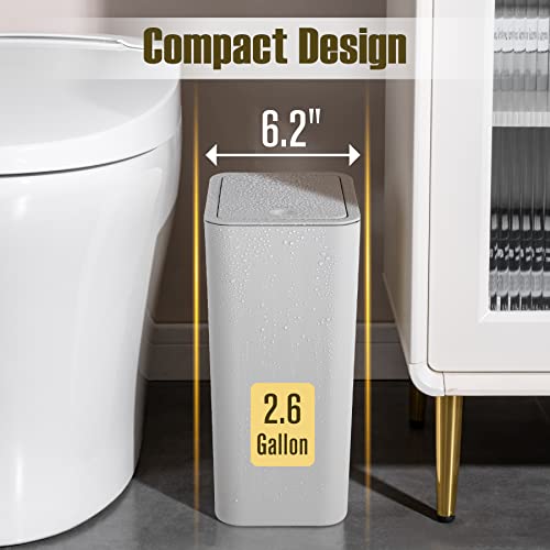 Trashaid AMZUSIJS01GRY040012 Bathroom Trash Can With Lid, 2.6 Gallon / 10 Liter Small Garbage Can thumb #1