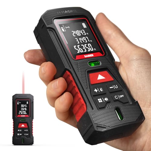 Magpie Saber 131ft (40m) Unbreakable Precision Laser Measuring Tool, Laser Measurement Tool with ft/in/m Measurement Units and 2 Bubble Levels_Class 2 Laser