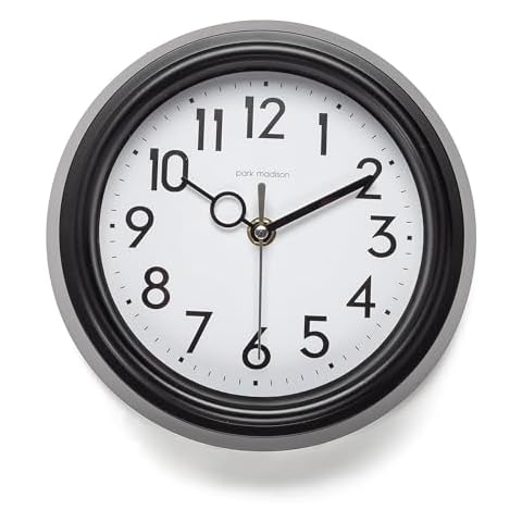 Park Madison Retro 9 inch Silent Mid Century Modern Kitchen Diner 50's Vintage Design Wall Clock Quartz Movement Retro Wall Clock Decorative, Black Cover