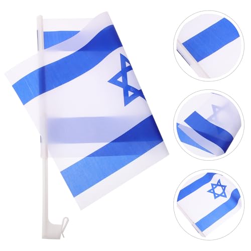 WHAMVOX Israel Flagge Auto Fahne 4 Stück Polyester 30x45cm Dekorative Autofenster Flaggenverzierung Langlebige Nationalflagge für Sport Party und Fanartikel