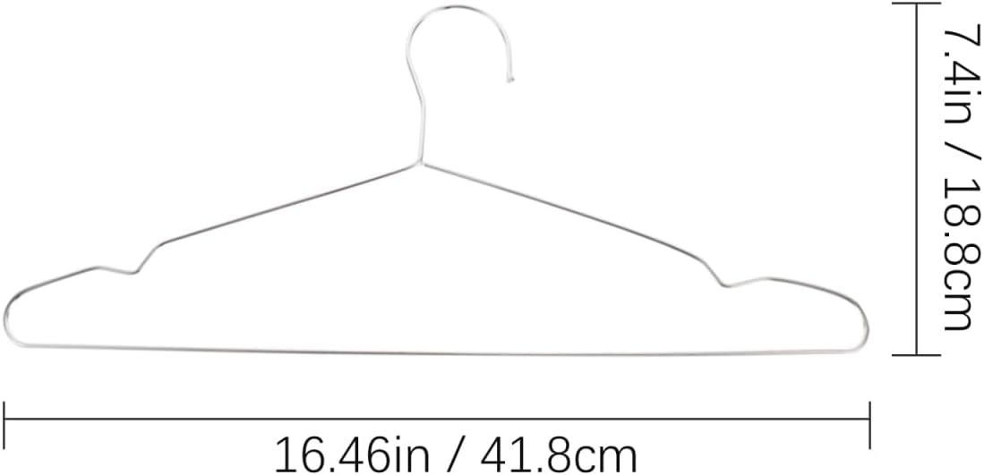 PRETYZOOM 10 Pack Stainless Steel Hangers 16.45 inch Solid Clothes Rack with Non-Slip Notches Flat Anti-Scratch Hooks for Suits Coats Jackets Pants Dresses Skirts