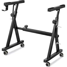 Stands Keyboard Stand Wheels - Black Z Style Adjustable & Portable Professional Heavy Duty Digital Piano Stand - Fits 54-88 Key Electric Pianos - Sturdy Rolling Musical Keyboard Stand