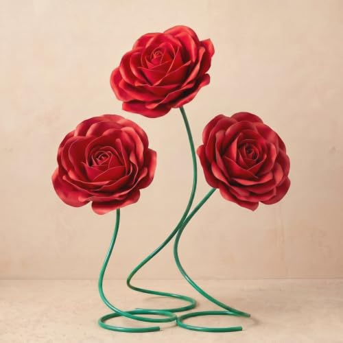 Maysing 3 Pcs 5ft Large Rose Flowers Giant Artificial Red Rose