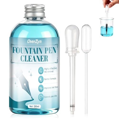 OverZyn Fountain Pen Cleaning Kit Fountain Cleaner with Pen Nibs Cleaner High-Efficiency Flushing Improve Cleaning Efficiency Prevent Clogging Extend The Life of Your Fountainpen 6.67 oz