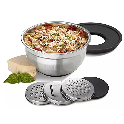 Conjunto de Bowls Tigelas 5 Peças de Aço Inox com Ralador e Fatiador