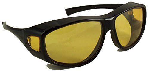 Ideal Eyewear Night Driving Wear Over Glasses Yellow Lens Fit Over Glasses (Black Frame With Case, Medium) #TOP1