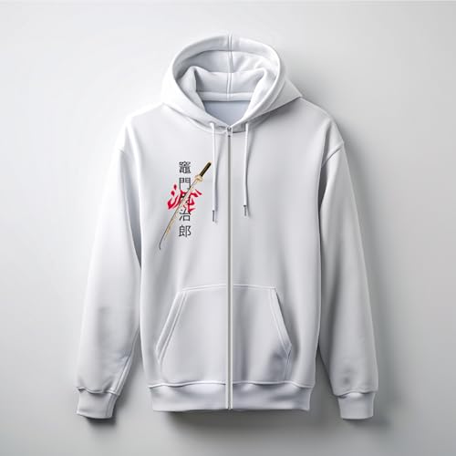 Image of Anime Zipper Hoodie for Men Stylish | Regular Fit Demon - Slayer Printed Hoodie | Cotton Fleece Long Sleeve Zip Up Hoodie Sweatshirts