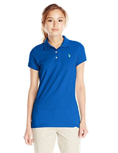 U.S. Polo Assn. Junior's Solid Pique Polo Shirt, Blue, Medium