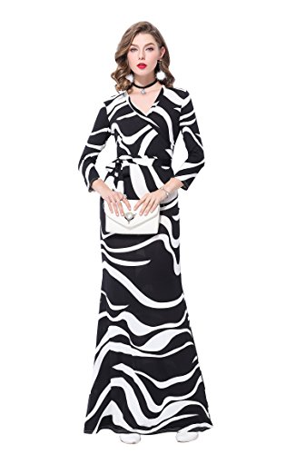 SUNNOW Womens Sexy Ladies Deep V Neck Party Dress Maxi Long Evening Dress (Asian XL=US(10), Black)