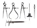 Taytools 6 Piece Measuring Set/Kit with 6" Spring Dividers, Inside & Outside Calipers, Depth Gauge, Pocket Ruler, Vernier Caliper 113500