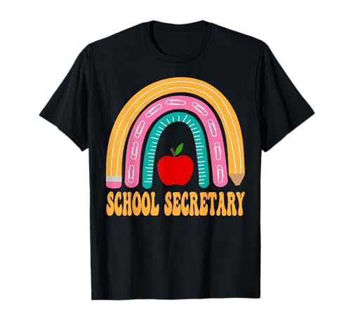 School Secretary Rainbow Pencil Back To School Appreciation T-Shirt