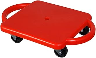 GISCO Sports Sitting Scooter Board with Handles for Kids & Children - Plastic | Flat Sitting Scooter with Casters for Kids | Gym Activities Equipment Elementary School (Red)