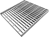 NATOTELA Gitterrost Verzinkt 500x500x32 mm MW: 30/100 mm Tragstab 32/5 mm Schwerlast B125 Trittrost Stahlgitterrost Einlaufrost Schachtdeckel Lichtschacht Bodenablauf Hofablauf Feuerverzinkt Rostfrei