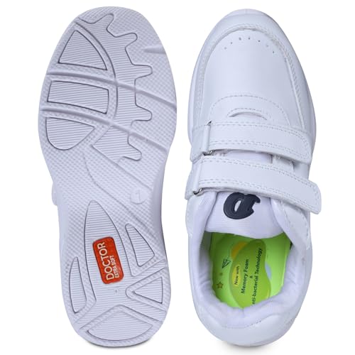 Image of DOCTOR EXTRA SOFT Unisex-Child /Kids Black & White Kids Shoes with Memory Foam Cushion & Anti-Bacterial Technology| Ideal for School,Formal,Casual,Uniform,Running| Comfort & Durable Boys & Girls D-3001
