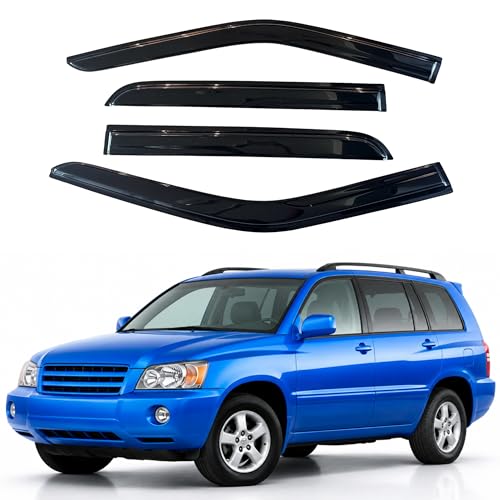 Image of IG Window Visors Fit for 2001-2007 Toyota Highlander, Out-Channel Rain Guards Vent Wind Deflectors 4PC, Car Accessories for 2006-2007 Toyota Highlander Hybrid