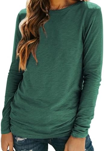 Womens Crewneck T Shirts Lightweight Long Sleeve V-Neck Tee Female Loose Fit Fall Tops Fashion Trendy Soft Clothes Outfits