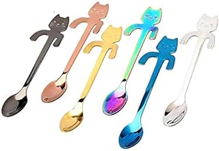 pengxiaomei 6 Pack Mini Cat Coffee Spoon, Stainless Steel Coffee Spoon Hanging Cup Tea spoons Tea Soup Sugar Dessert Appetizer Seasoning Bistro Spoon Stainless Steel