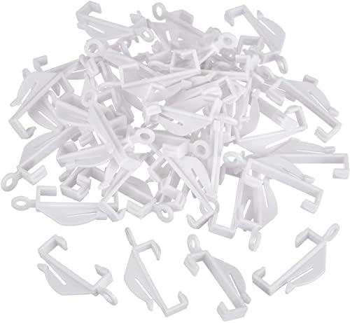 JASLY Plastic Curtain Rail Sliding Hooks for Curtain Decorative Track, 50 Pack