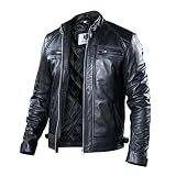 TLC Leather Motorcycle Jacket Men - Black Real Leather Jacket for Men in Sizes from XXS to 3XL - Lam