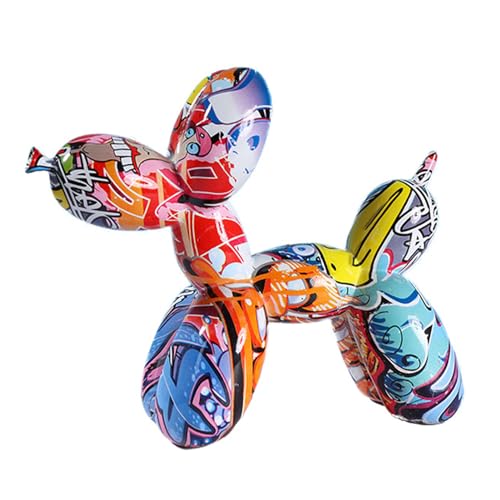 JJIW Balloon Dog Ornament, Balloon Dog Sculpture, Dog Ornaments For All Types Of Homes, Resin, 21 * 8.6 * 17cm (Graffiti)