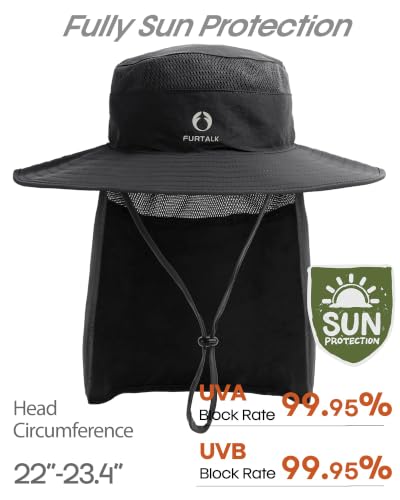 Image of FURTALK Sun Hats for Men Women Fishing Hat with Neck Flap UPF Protection