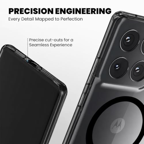 Image of Elzzi Anti Scratch Semi Translucent Cover for Moto Edge 70 Fusion Case, Premium PC + TPU Magnetic Phone Cases Drop Proof, Compatible with Magsafe Slim Never Yellowing Shockproof