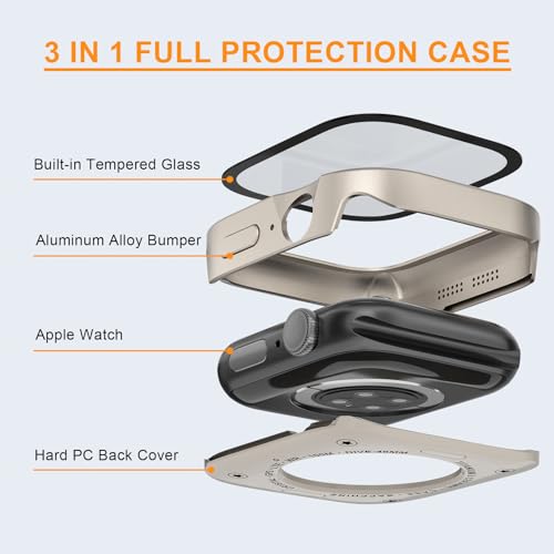 KUVPIUS Premium Metal Watch Case, Apple Watch Cover 45MM, Screen Protector for iWatch Series 7/8/9, Built-in Tempered Glass, Full Protection Rugged AL Metal Case by KUVPIUS - Used condition - Image 2