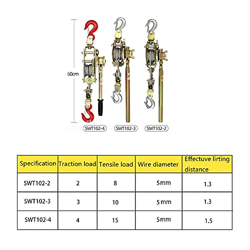 Manual Winch Power Puller Dual Gear con Gancho 2t/3t/4t miniatura 2