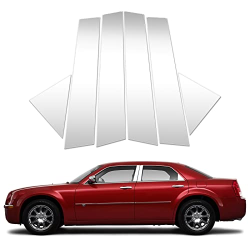 Aclong 6Pcs Silver Pillar Posts Door Window Trim Anti Scratch Stickers Door Pillar Moldings Cover Set Compatible With 2005-2010 Chrysler 300/300C 2005-2008 Dodge Magnum #TOP30