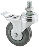 Steelex D2601 3-Inch 150-Pound Threaded Swivel Double Lock Rubber Caster, Gray