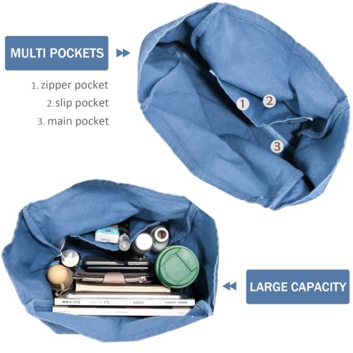 Image of Canvas Tote Bag for Women Large Hobo Shoulder Bag for Work Travel Casual Message Bag Tote Purse handbags