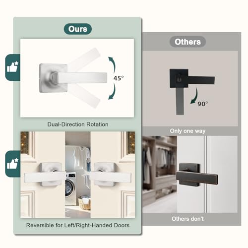 GOBEKOR 4 Pack Door Handles Brushed Nickel Hall Closet Door Handle Passage Door Levers Square Interior Door Locks by GOBEKOR - Image 5