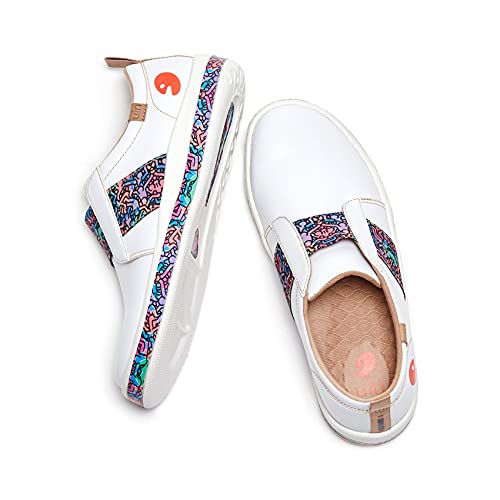 UIN Women's Fashion Sneakers Lightweight Walking Casual Slip Ons Art Painted Athletic Travel Skate Shoes Las Ramblas4