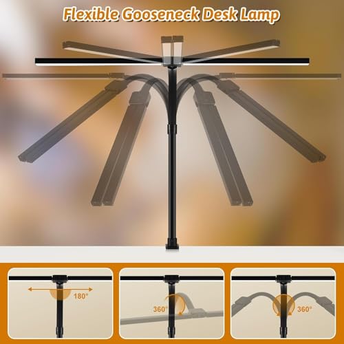 Image of Aluminium WIAONE Architect Desk Lamp with Atmosphere Lighting, Led Desk Light with Base,24W Bright Auto Dimming with Rotatable Swing Arm for Workbench Computer