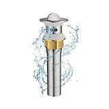 BE-TOOL Bathroom Sink Drain Stainless Steel Sink Flip Drain Stopper Anti-Explosion and Anti-Clogging Drain Strainer Easy to Use for Kitchen, Bathroom(with Overflow Hole)