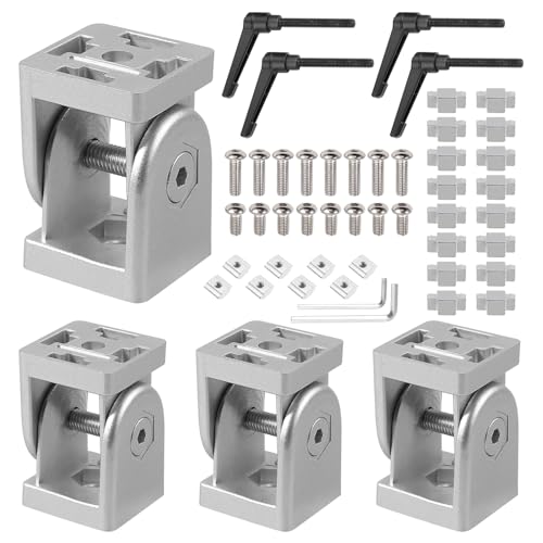 4 Piezas de Conectores de Ángulo Ajustables, Fáciles de Usar, Conectores de Ángulo, Juego de Conectores de Ángulo Ajustables, para Construcción de Muebles, Proyectos de Bricolaje (Plata)