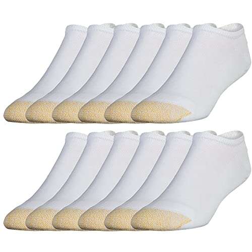 GOLDTOE Men's 656F Cotton No Show Athletic Socks, Multipairs, White (12-Pairs), X-Large