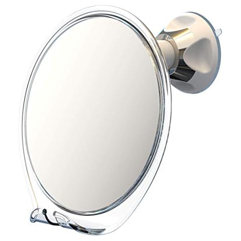 Luxo Shaving Mirror, Shower Mirror with a Razor Holder for Shaving with Powerful Suction Cup - Shatterproof Anti Fog Mirror for Shower (Clear) Cover
