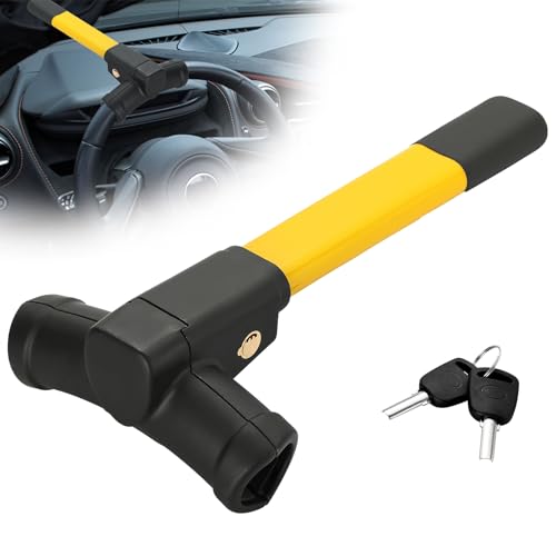 DASBET Anti-Theft Car Steering Wheel Lock Retractable Safety Security Lock Universal Car Security Steering Device with 2 Keys T-Bar Wheel Claw for Cars Trailers Vans Caravans