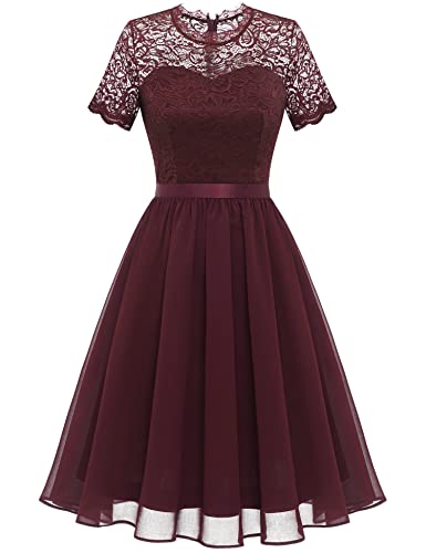Dressystar Damen Elegant Cocktailkleid Weihnachten Kleider Spitze Chifon...