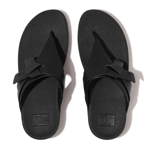 FitFlop Women's Lulu Folded-Knot Leather Toe-Post Sandals Wedge2