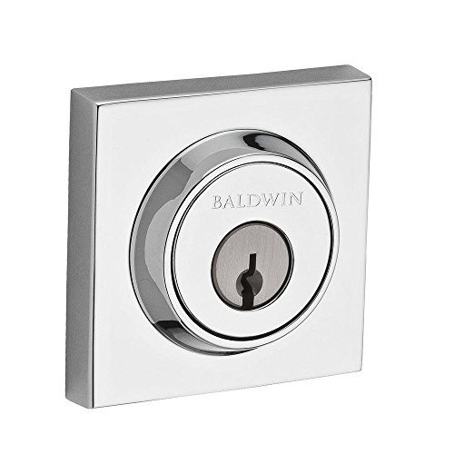 Baldwin Reserve 9BR3800-016 Contemporary Square Single Cylinder Deadbolt in Polished Chrome