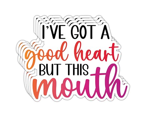 THATS IT - I’ve Got A Good Heart But This Mouth Sticker - Vinyl Decal for Car and Van – Waterproof Anime Stickers for Water Bottle - Indoor & Outdoor Sticker for Laptop - Pack of 4 - TI - 406
