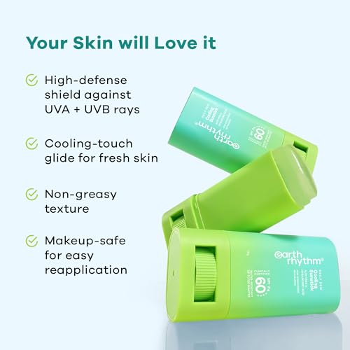 Image of Earth Rhythm Daily Dew Cooling Sunstick SPF 60 PA ++++ with Hyaluronic Acid & Aloe Vera, In Vivo Tested