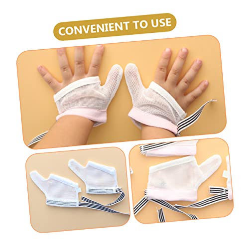 2 Pairs of Infant Thumb Sucking Gloves Adjustable Anti-Sucking Protector for Babies Mesh Fabric M Size for Thumb Sucking Prevention4