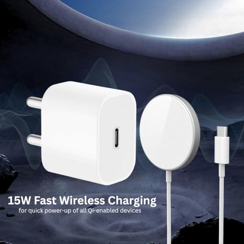Image of Umake 20W PD Fast Charger Adapter with 15W Wireless Charging Pad, USB-C Fast Charging, Smart IC Protection, Compatible with Samsung Galaxy, OnePlus, Vivo, Redmi, Xiaomi, Oppo & Android Devices