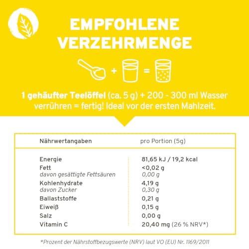 InnoNature Bio Lemon Morning® I Stoffwechseldrink mit Vitamin C, Getränkepulver aus Zitrone, Ingwer, Acerola und Apfelessig I 150g, Vegan ohne Zusatzstoffe